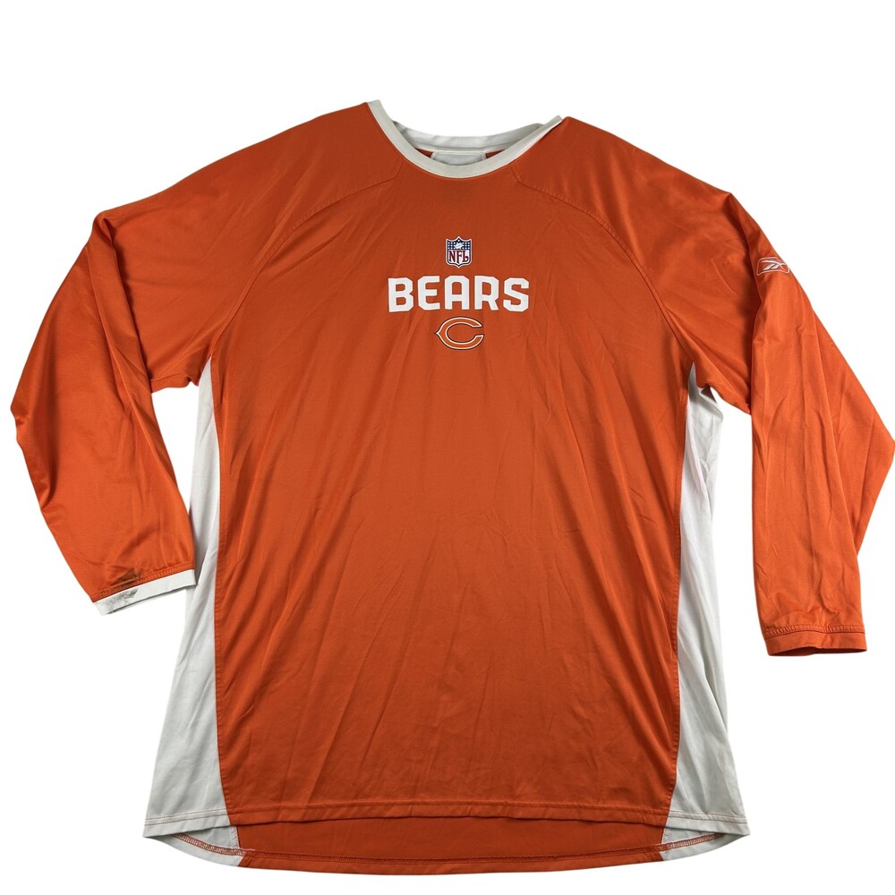 Chicago Bears Shirt Mens 2XL Orange NFL Football Reebok Play Dry Long Sleeve